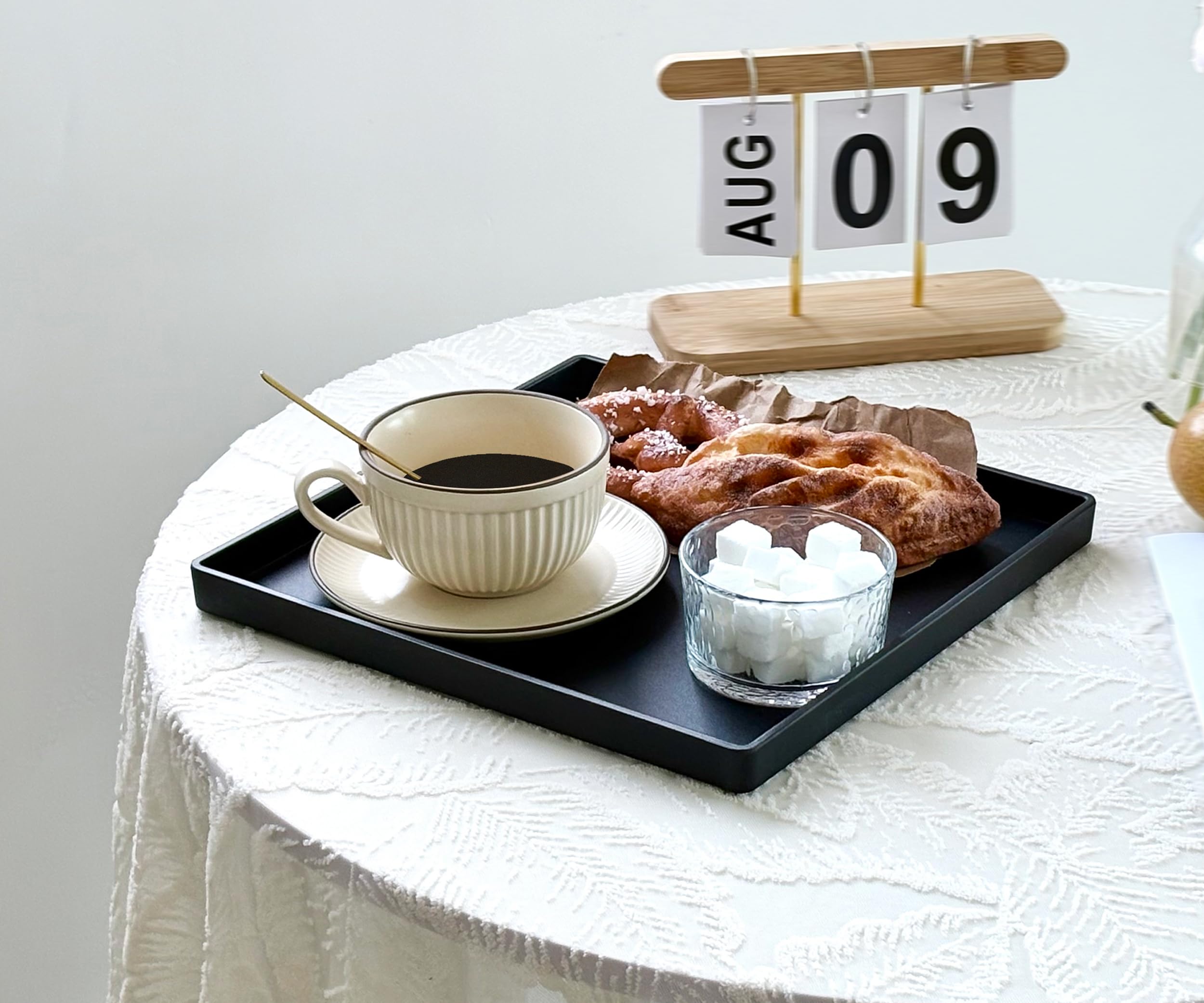 Vassoio quadrato nero, 28 cm, confezione da 3 vassoi decorativi per bagno, tavolino, comò e piano di lavoro della cucina, vassoio nero per decorazioni domestiche, gioielli, trucco e snack