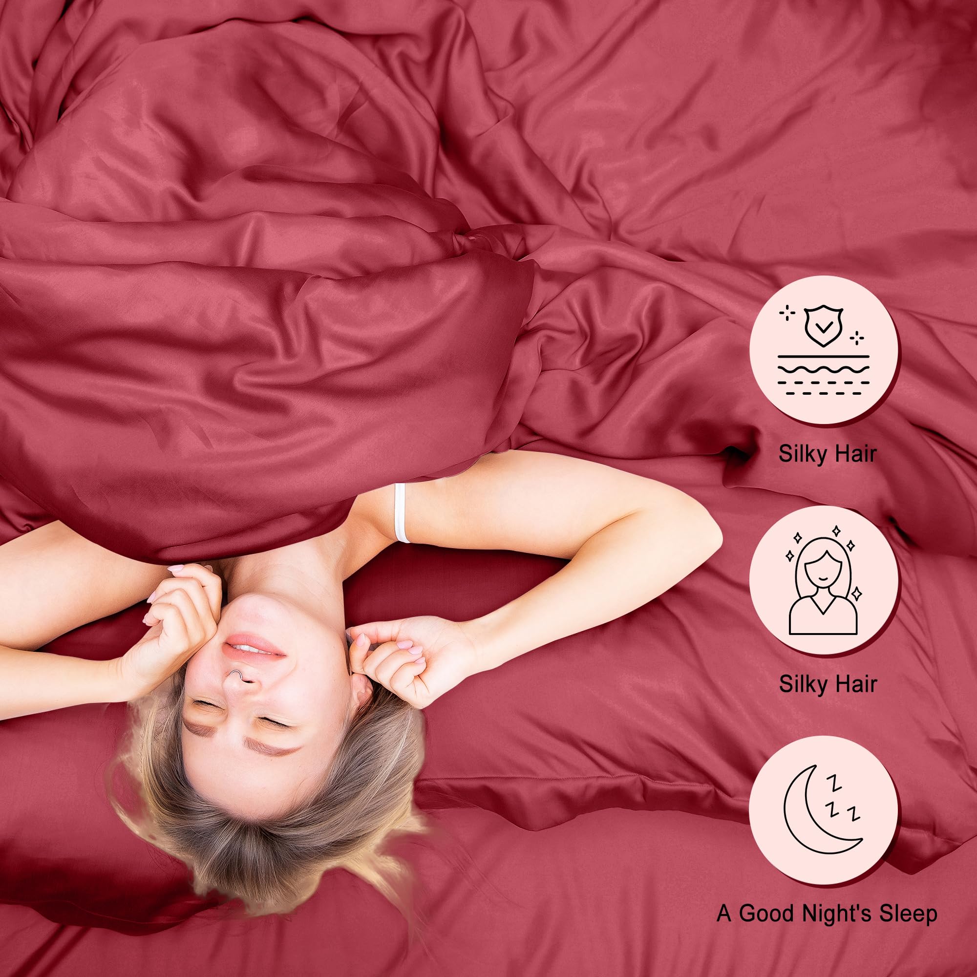 Seiwohl Satin Pillowcases for Hair and Skin 2 Pack & Satin Hair Scrunchies 2 Pcs Set - Image 4