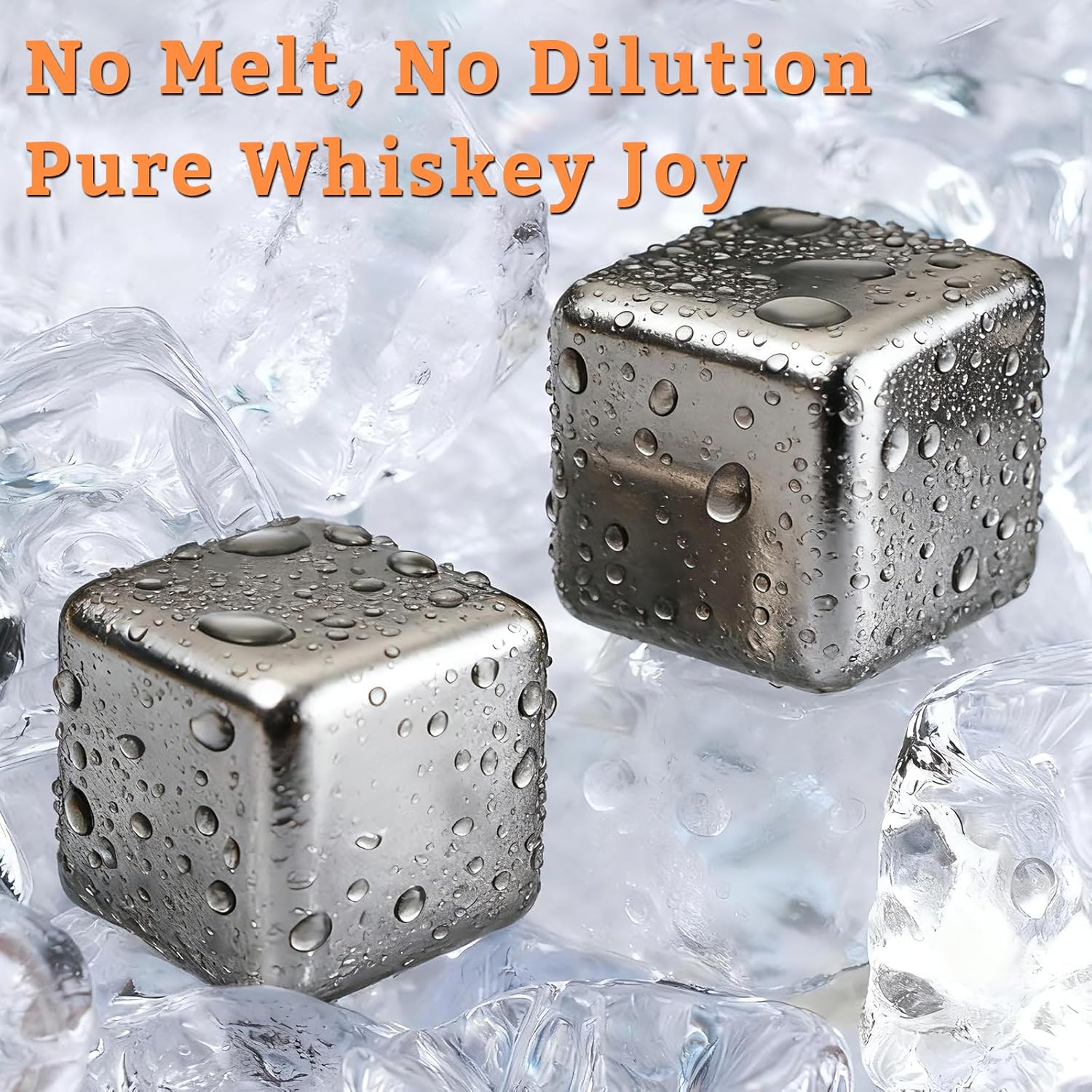 ウイスキーストーンセット 男性用ギフト 再利用可能な金属製アイスキューブ ステンレススチール製アイスキューブ6個とウイスキーボール2
