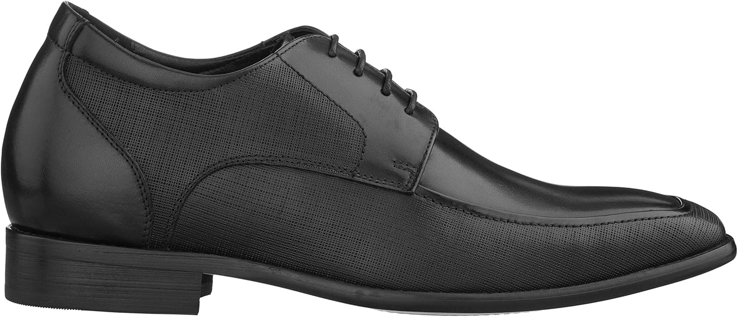 CALTO Men's Invisible Height Increasing Elevator Shoes - Black Premium Leather Lace-up Formal Derby Oxfords - 3 Inches Taller - Y5032 - Size 9 D(M) US - Image 2