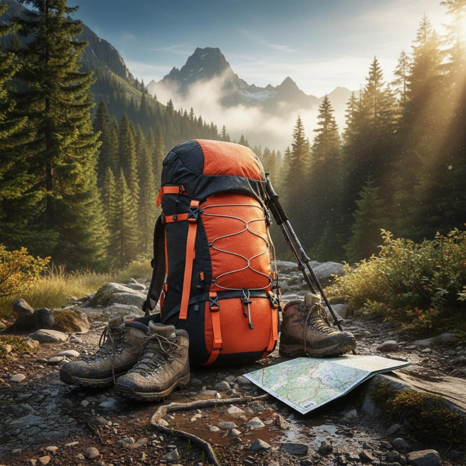 harayaa Rucksack Wasserdichter Outdoor Rucksack Wanderrucksack Trekkingrucksack Reiserucksack aus Nylon mit Gepolsterten Schultergurten Und Stabiler Trageform, Orange, Orange