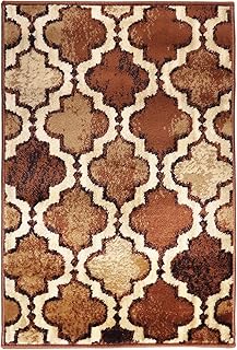 SUPERIOR Eret Indoor Area Rug, Super Soft, Durable, Elegant, Geometric, Trellis Pattern, Mid-Century, Contemporary, Jute Backing, Brown, 2