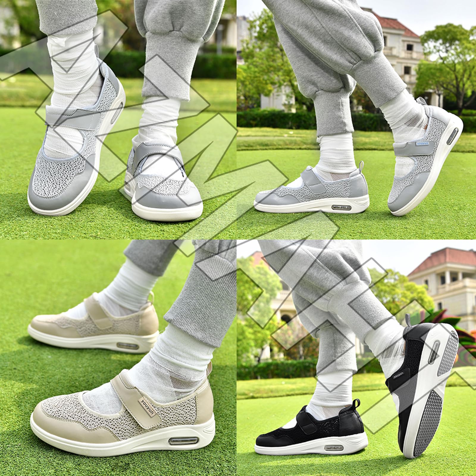 Scarpe Donna Ortopediche Eleganti Comode Anziana Estive Anziani per diabetici Extra Largo Regolabile Passeggio gonfiore dei Piedi Ampie Larghezza Hook And Loop sanitarie,Blu,38 EU