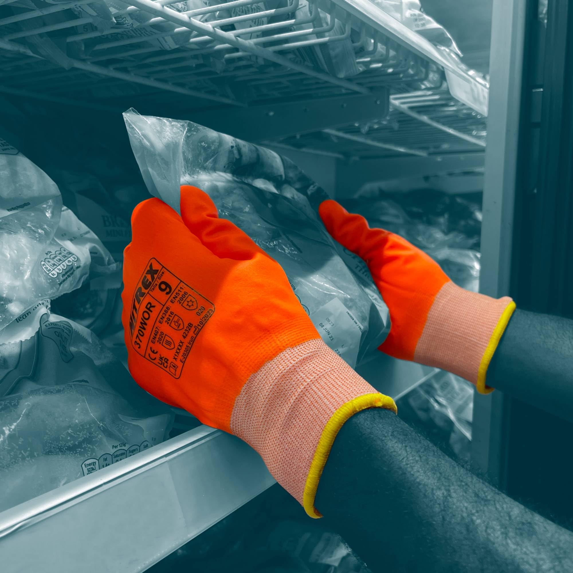 NITREX 370WOR Gants thermiques de travail, anti-coupure Catégorie B, adhérence accrue en conditions humides et sèches, haute visibilité, résistant à l'abrasion, orange, taille 11