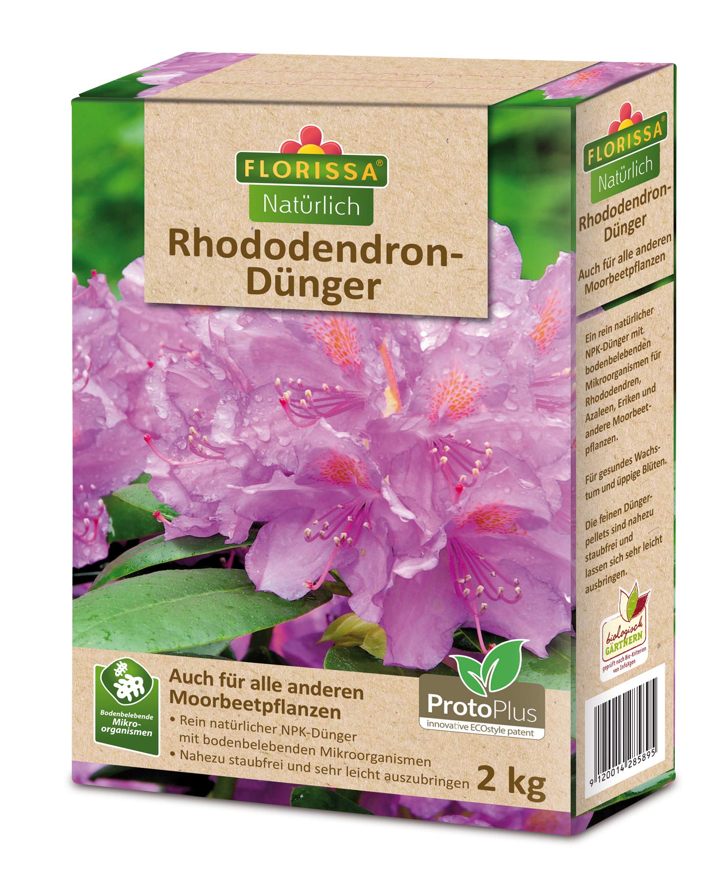 Florissa Natrlich 58589 BIO Rhododendron Dnger ProtoPlus schne Blten -  auch fr Hortensien, Azaleen, Heidelbeeren und alle Moorbeetpflanzen  biologisch GRTNERN 2 Kg : Amazon.de: Garten