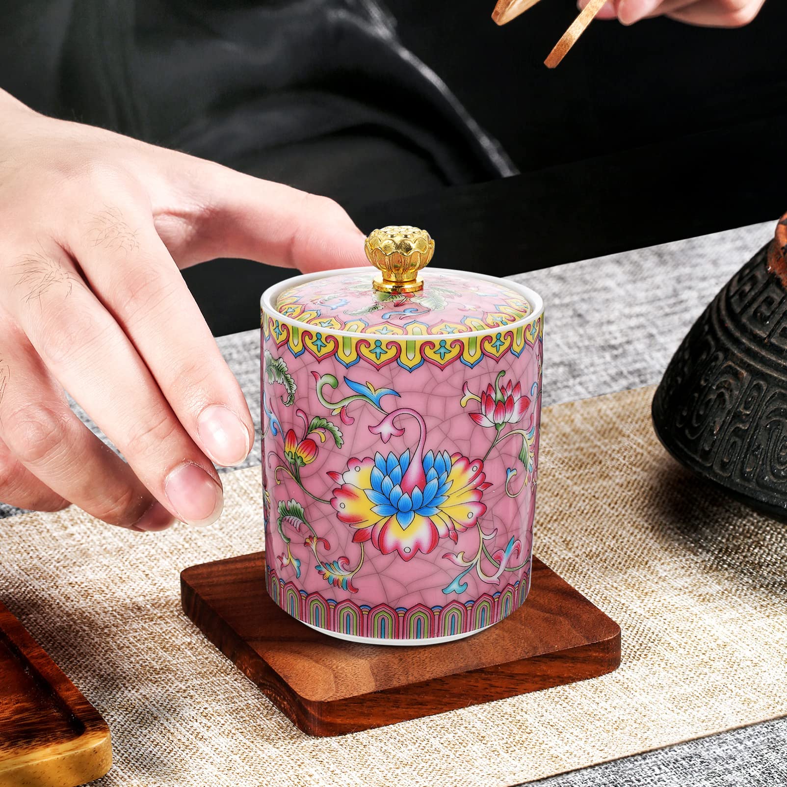 Boite A Cafe Boîte à Thé En Céramique Vintage Noire - Rangement