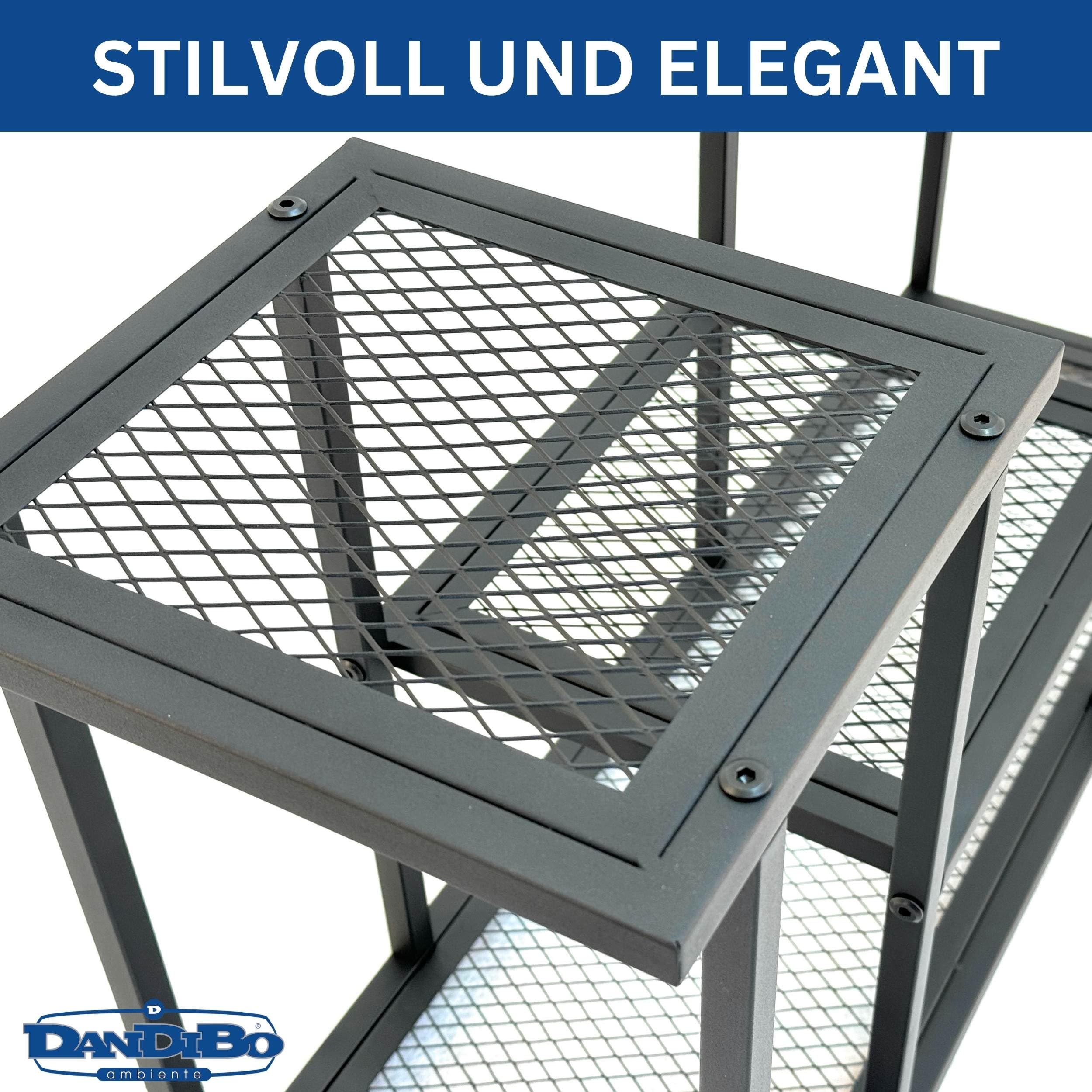 DanDiBo Blumentreppe Indoor Metall Schwarz 4 Ebenen 96579 Blumenständer Modern Pflanzentreppe Design Pflanzenregal