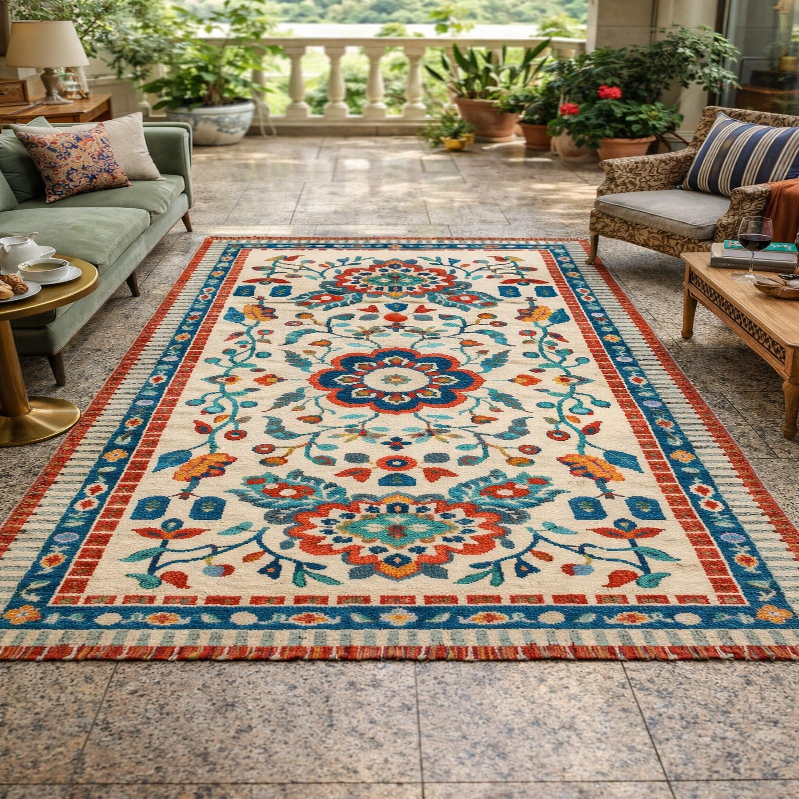 Moquette chambre adulte et grand tapis salon rectangulaire motif oriental vintage 200x300