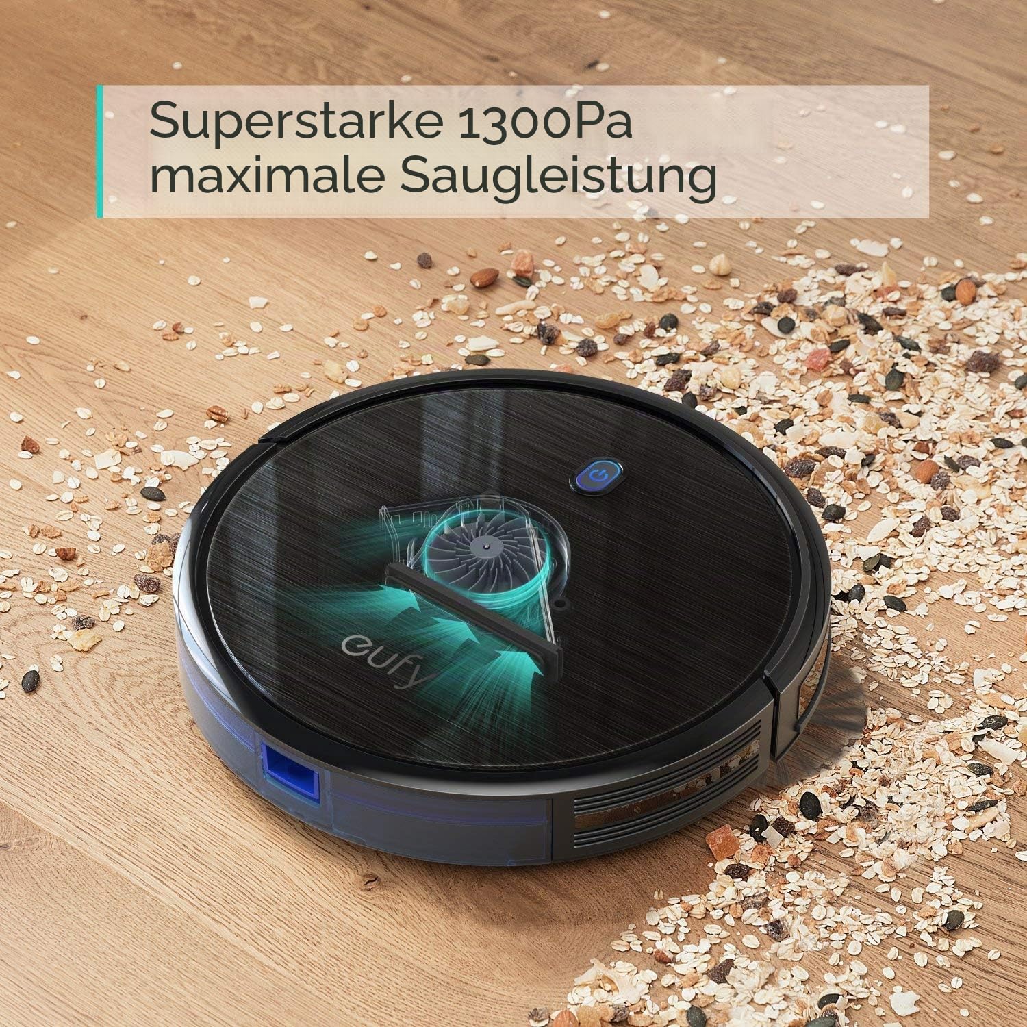eufy [BoostIQ RoboVac 11S (Slim), superdünn, 1300Pa Starke Saugkraft, leise, selbstladende Roboterstaubsauger, reinigt Harte Böden bis mittelflorige Teppiche (erneuert) Schwarz