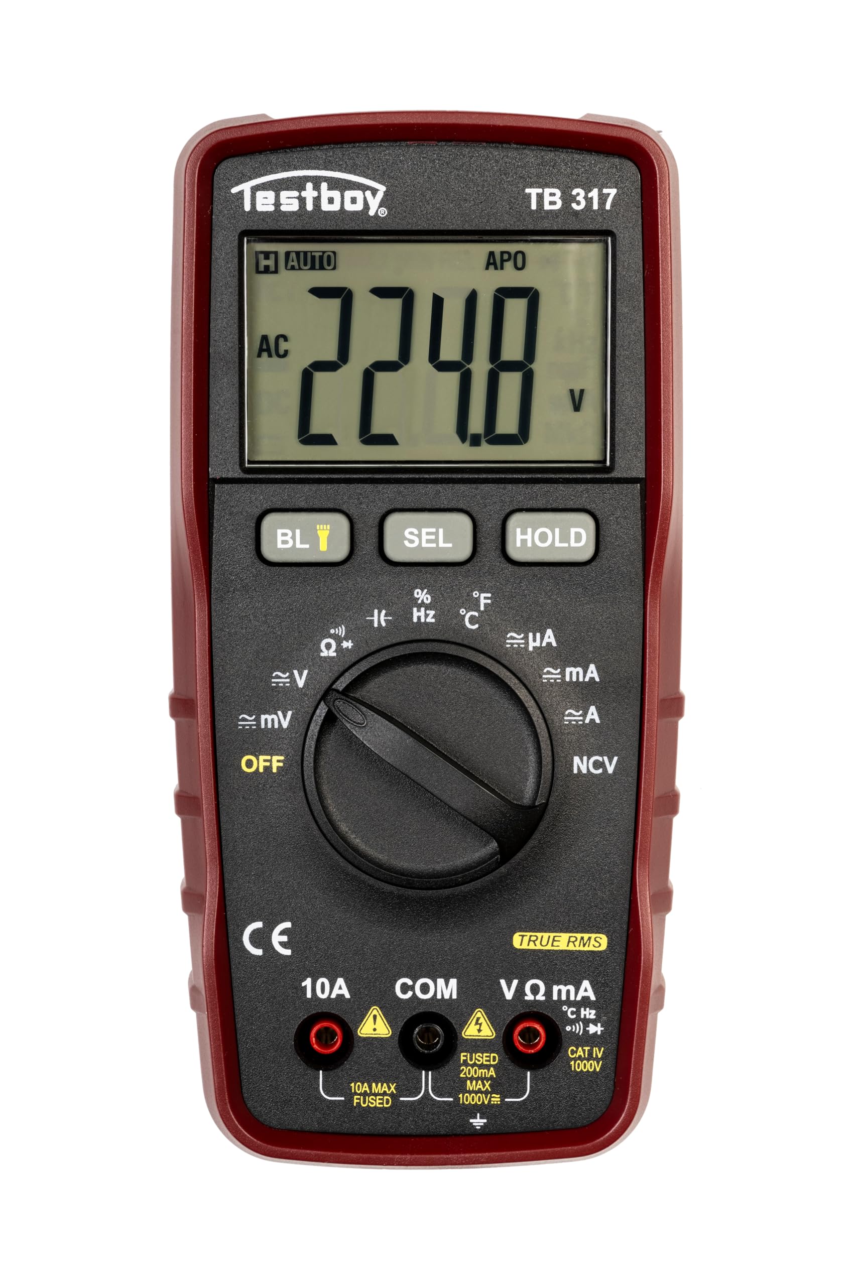 Multímetro Testboy 317 True RMS (mide valor efectivo, multímetro inteligente para instalación eléctrica, resistencia, frecuencias hasta 10 MHz y capacidades hasta 60 mF)