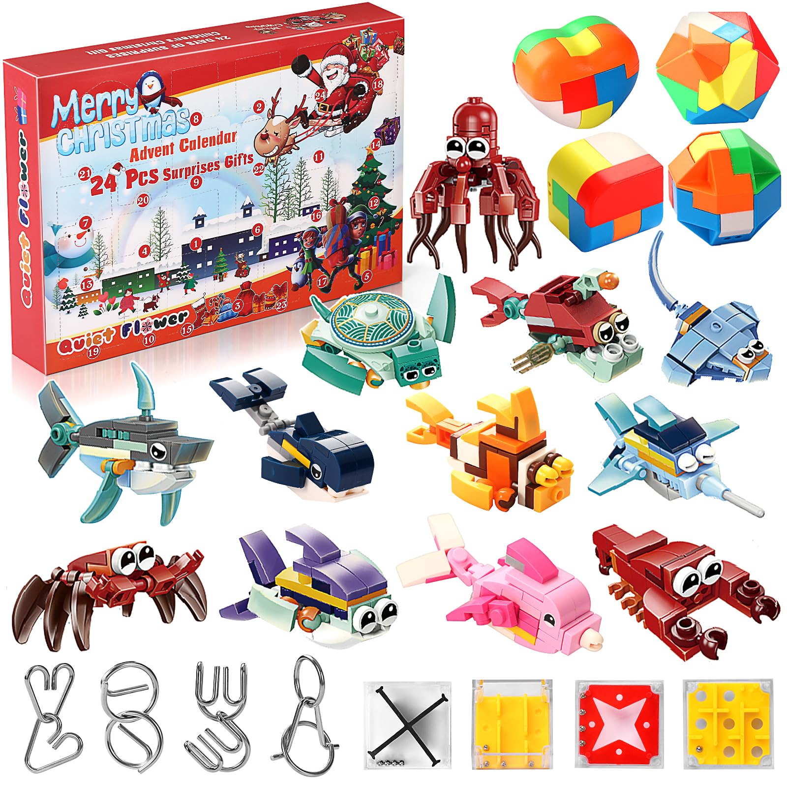 Brain Teaser Advent Calendar,Advent Calendar 2023 Teenage Boys, 24Pcs Puzzle Toy Set Advent Calendar for Kids, Christmas Countdown Calendar, Surprises Christmas Countdown Calendar Gift Box for Adults