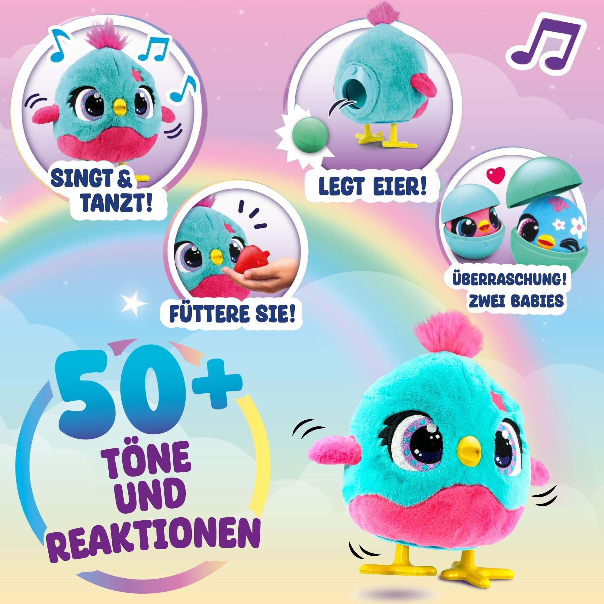 Chick-a-Boo – Elektronisches interaktives Plüschtier, 50+ Geräusche und Reaktionen – für Mädchen und Jungs - ab 3 Jahren