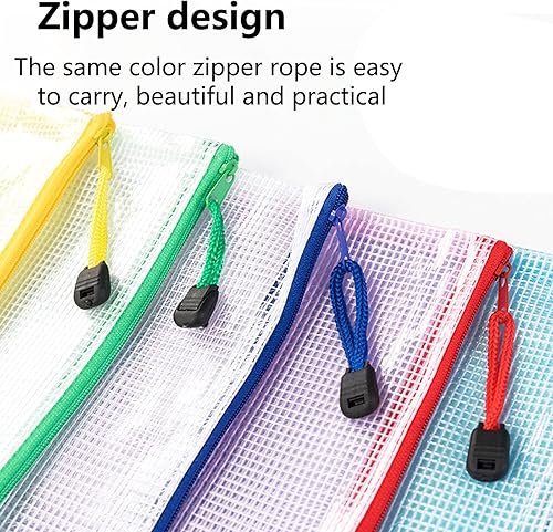 Miniatura 5 de Bolsas de malla con cremallera  24 bolsas de malla de plástico A4 con cremallera, bolsa transparente impermeable para documentos, bolsas de archivos