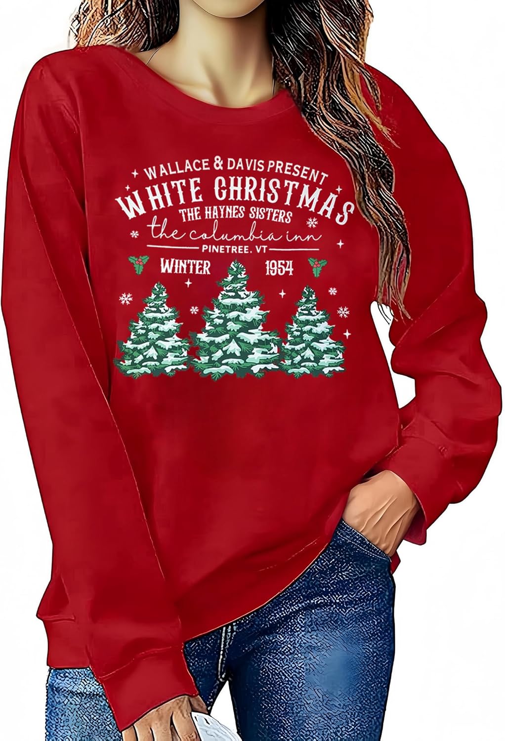 Christmas Sweatshirt for Women – White Christmas Pullover, Lightweight Festive Holiday Graphic Top - Image 3