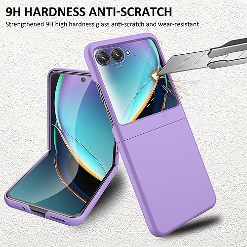 Vista 5 de Funda para Motorola Razr Plus 2023 con protector de pantalla, funda para Motorola Razr+ funda anticaídas a prueba de golpes todo incluido para Verde