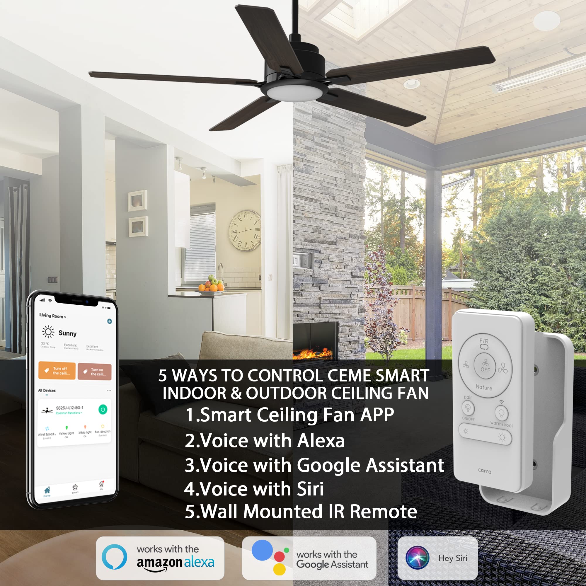 Buy Smart Ceiling Fan with Lights, Indoor & Outdoor Ceiling Fan with