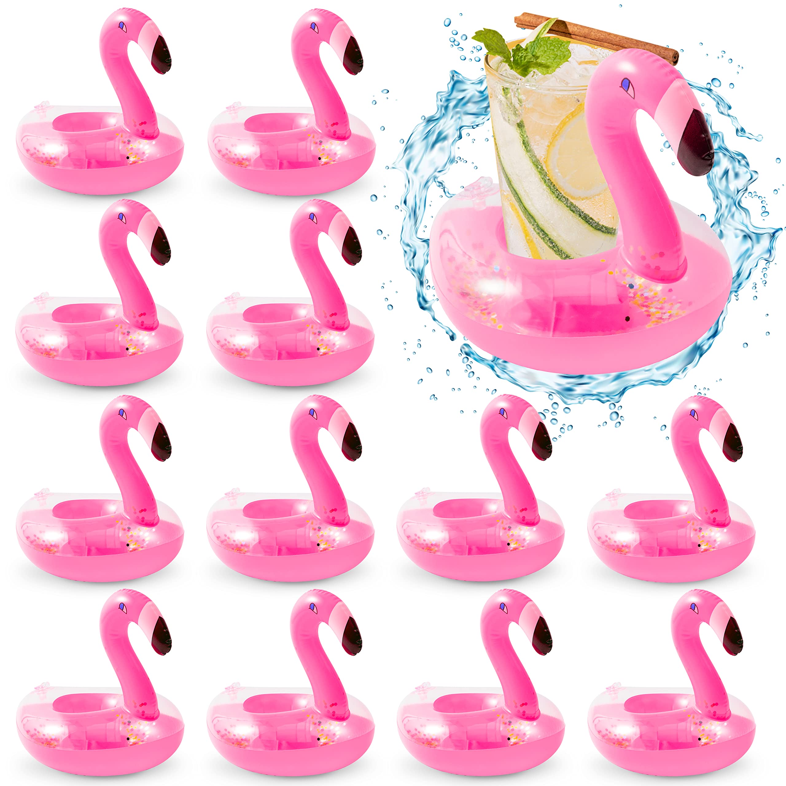12 Stück Aufblasbare Flamingo Getränkehalter – Für Pool, Strand & Party | Schwimmende Untersetzer, PVC
