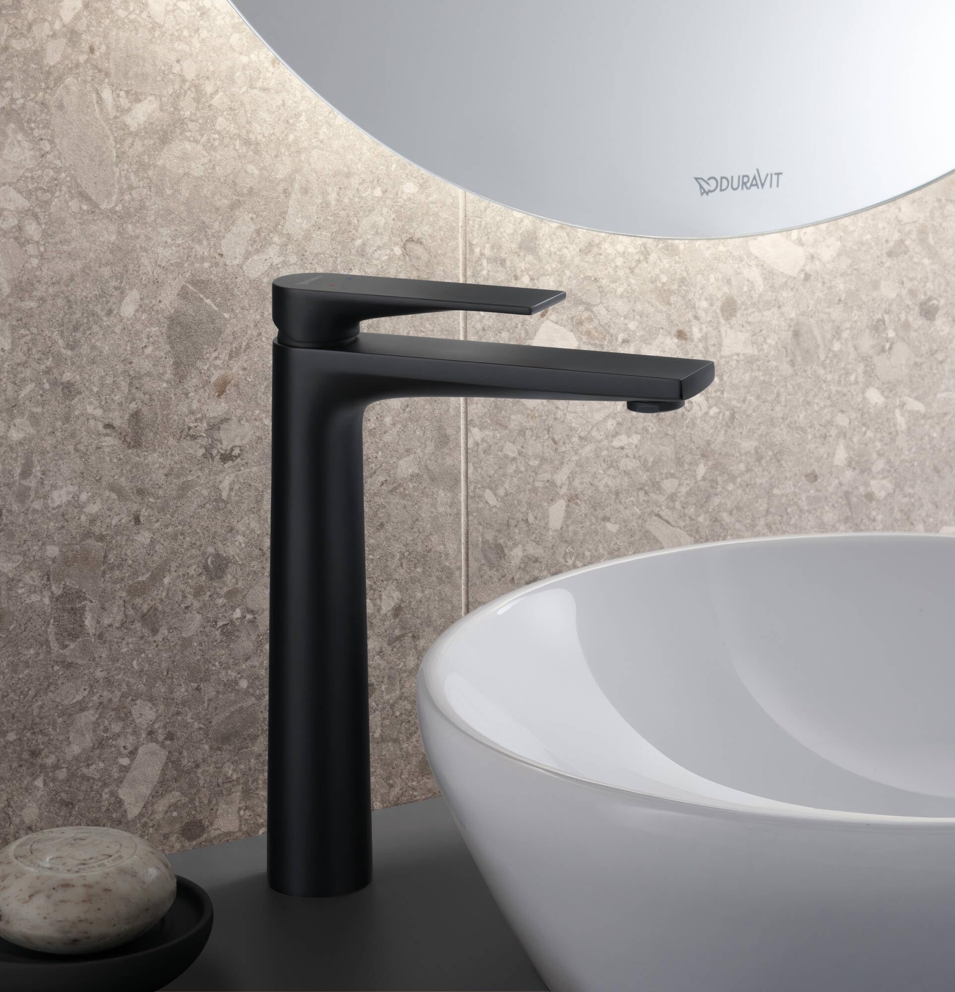 Duravit Tulum armatura umywalkowa, rozmiar XL (wysokość wylewki 222 mm), kran łazienkowy, armatura umywalkowa, czarna matowa
