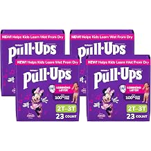 Pull-Ups Girls' Potty Training Pants, Size 2T-3T Training Underwear 16-34 lbs, 23 Count Pack of 4