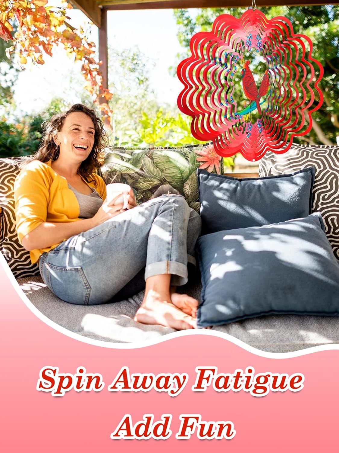 Cardinal Wind Spinners Outdoor Garden Decor for Outside - 12 Inch 3D Stainless Steel Metal Wind Spinners - Cardinal Gardening Gifts for Women, Yard Decorations Outdoor Hanging Decor