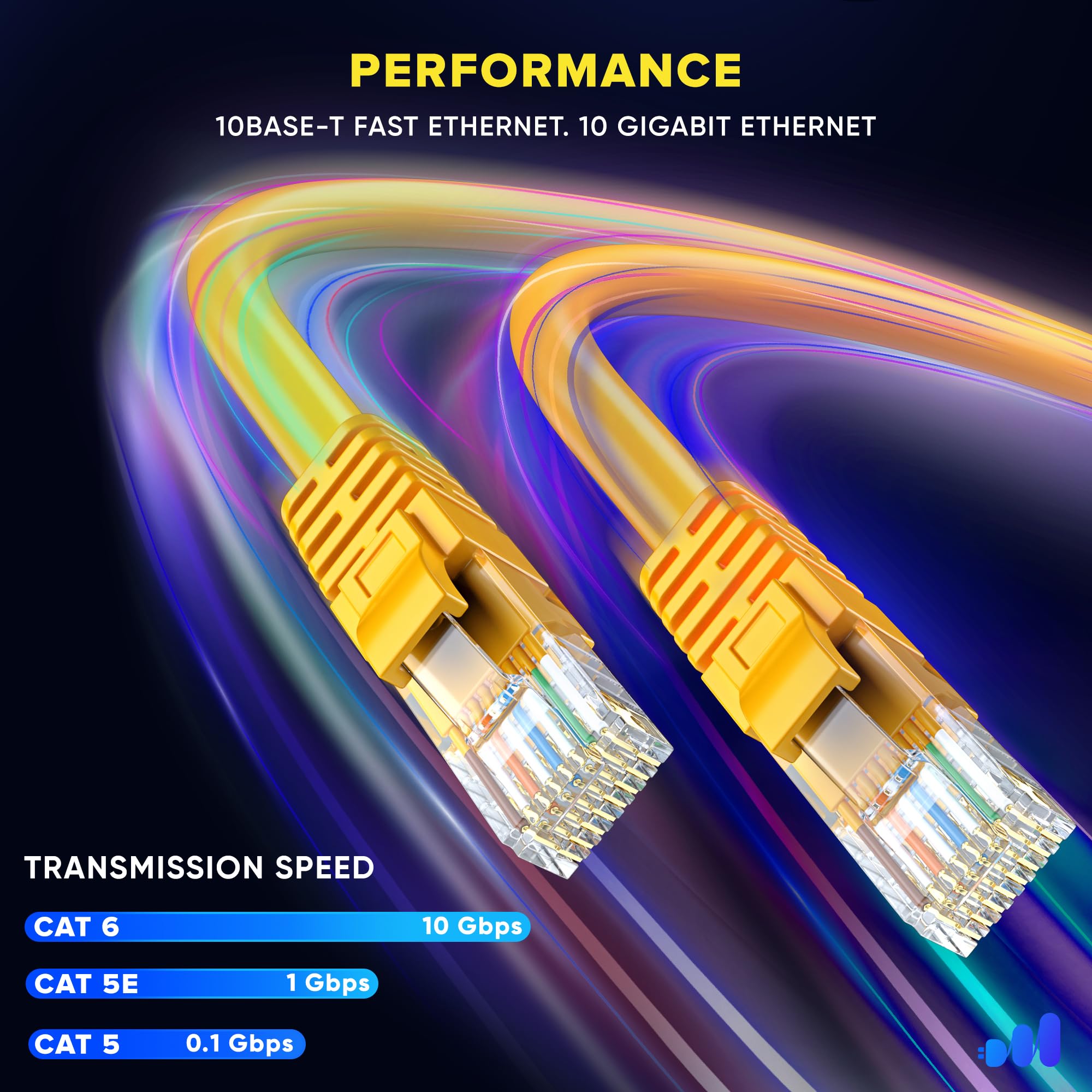 Maximm Cavo Ethernet Cat 6 da 12 m, cavo Cat6, cavo LAN, cavo Internet e cavo di rete - UTP (giallo)