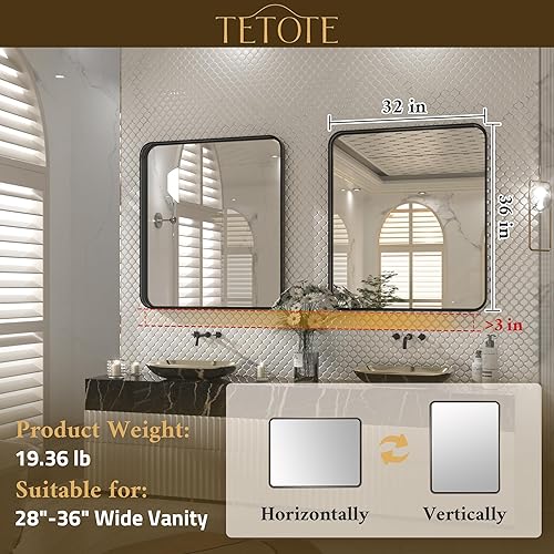 Miniatura 120 de TETOTE Espejo de 60 x 36 pulgadas para baño, espejo de tocador dorado de latón cepillado, espejo de pared grande rectangular con marco de metal Oro