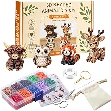 YADUO Tiny 3D Beaded Animal DIY Kit, Easy DIY Beading Embroidery Kit with 4 Cute Designs, Cute Bird & Animal Beading Craft Set, Handmade Bead Art Mosaic Kit for Adults,Beginners Woodland Friends