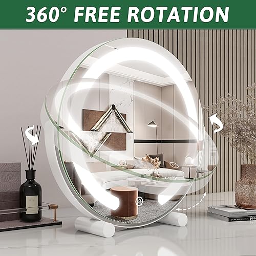 Miniatura 7 de Espejo de tocador con luces, espejo de maquillaje iluminado de 12 pulgadas, espejo de maquillaje LED con luces para mesa de dormitorio, control