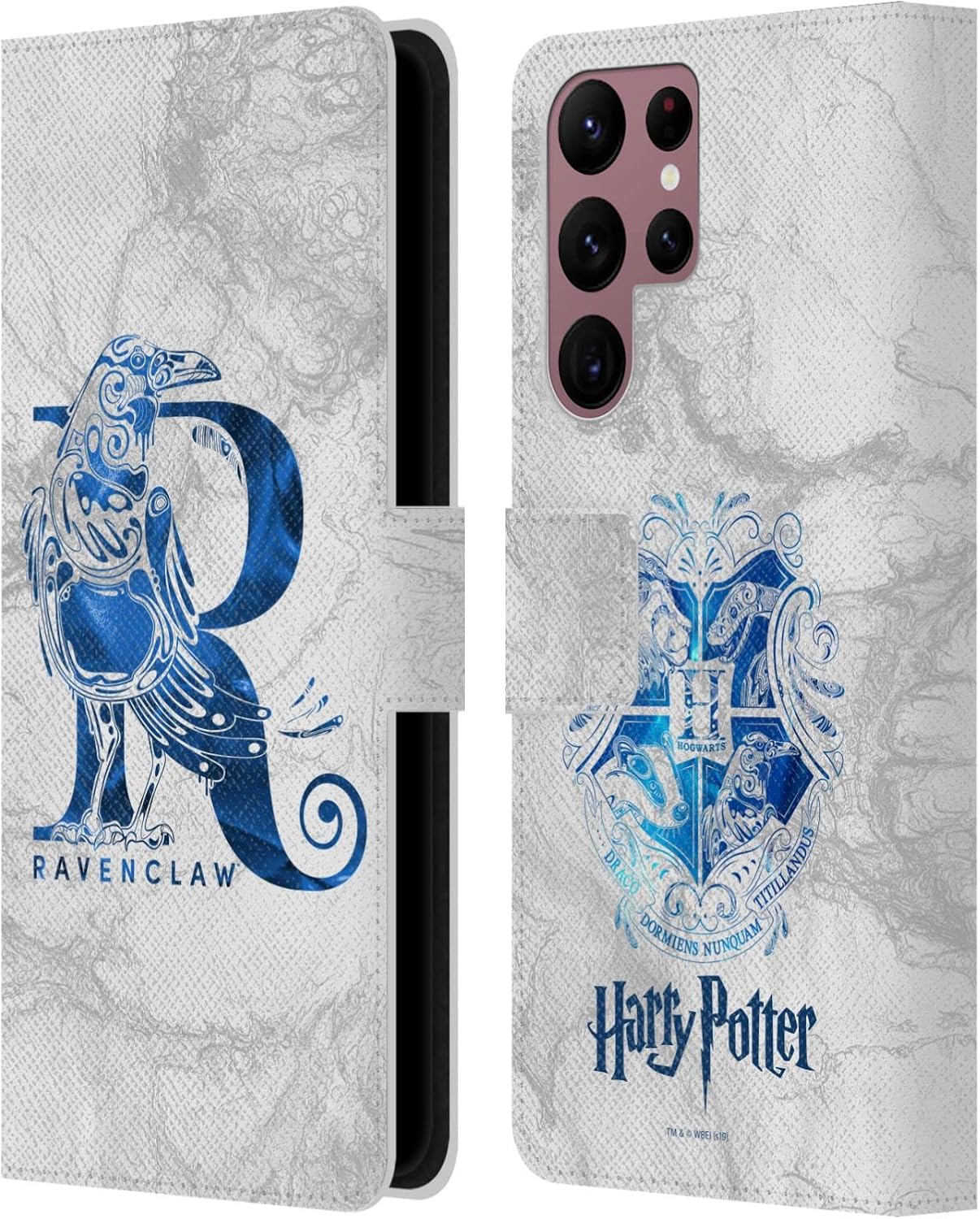 Head Case Designs Officially Licensed Harry Potter Ravenclaw Aguamenti Deathly Hallows IX Leather Wallet Case Compatible with Samsung Galaxy S22 Ultra 5G