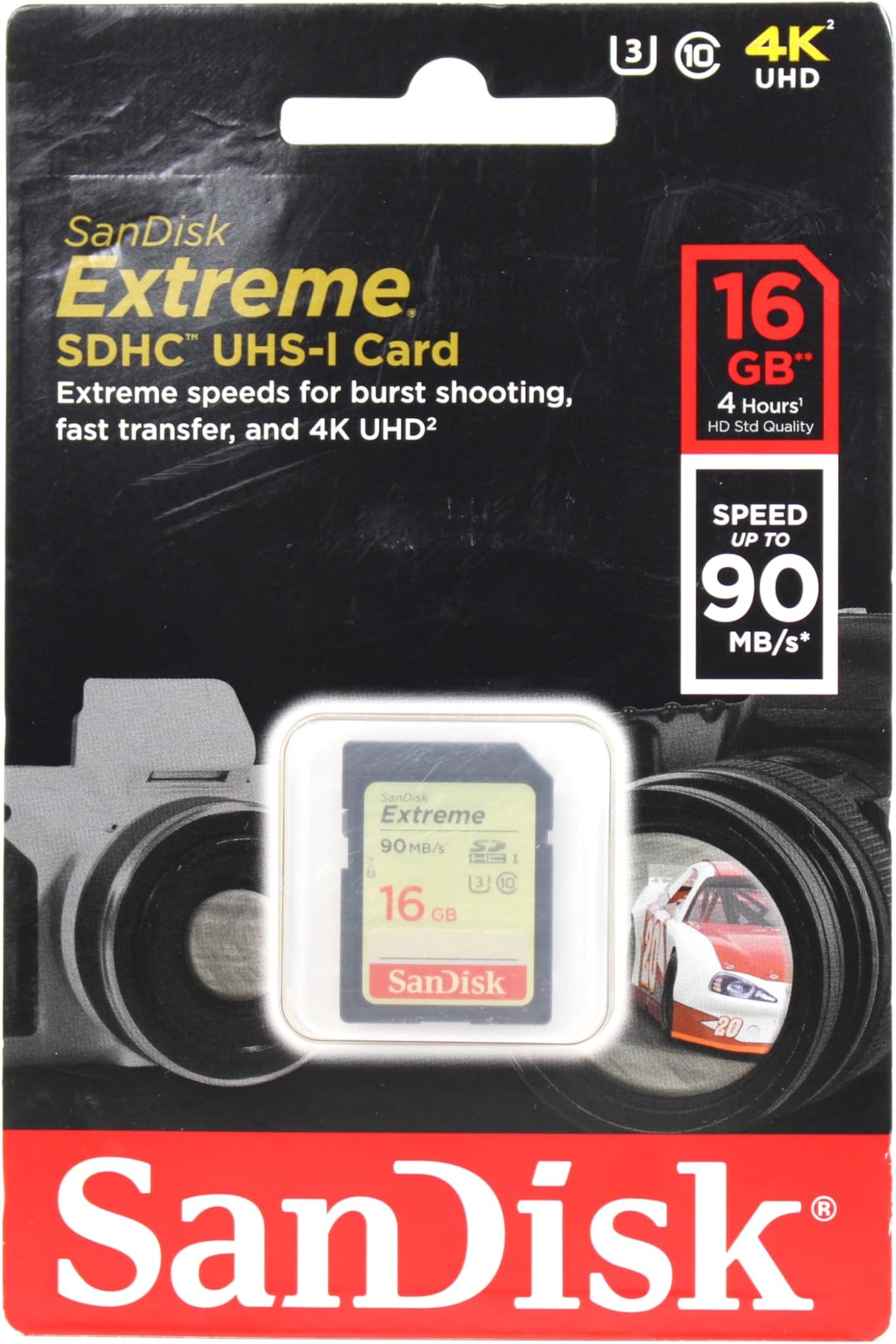 SanDisk Extreme 16 GB SDHC UHSI U3 Memory Card, up to 90 MB/s Read