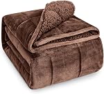 Wemore Sherpa Couverture pondérée en polaire pour adulte, 15 lbs Double face Cozy Fluffy Couverture lourde, Ultra Couverture à jets floue avec plateau en peluche souple, 60 x 80 pouces, rose sur les deux côtés
