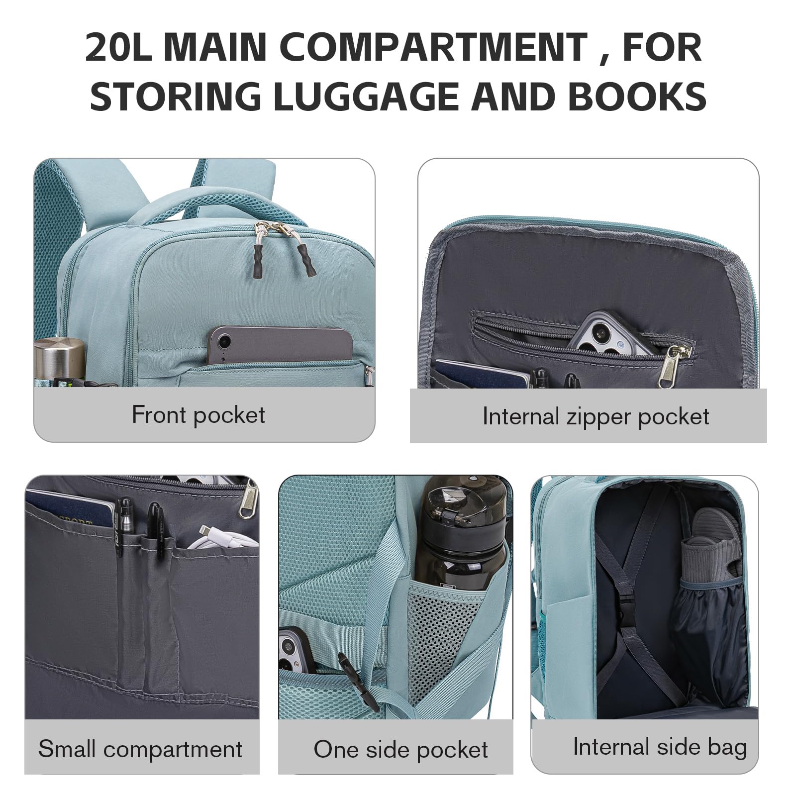 Hayayu Zaino Per Ryanair 40x20x25, Zaino Da Viaggio Aereo Bagaglio a Mano 40x30x20 per Wizzair Easyjet,Borse Da Cabina Zainetto Donna Uomo Zaini Da Viaggio Con Foro USB