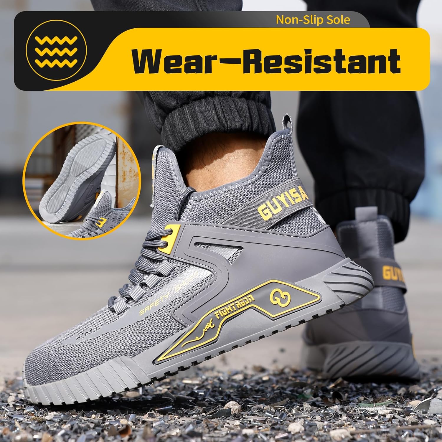 男性用スチールトゥシューズ 作業安全靴 工業用建設靴 ミッドカット 工業用ブーツ 作業スニーカー 快適 軽量 作業用安全靴