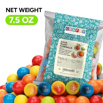 Lightning Bolts Sour-Filled Gumballs 1 Inch Large Assorted Fruit Chewing Gum 7.5 OZ Pineapple, Banana, Strawberry, Berry, Orange & Green Apple Double Bubble Gumballs for Kids