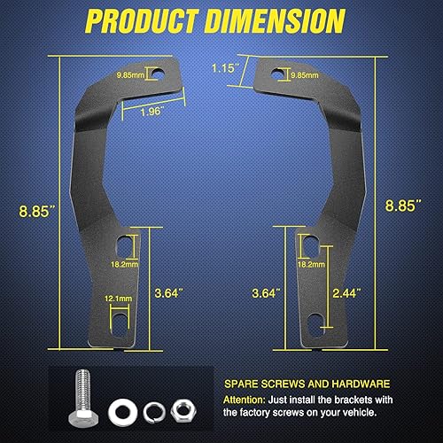 Miniatura 6 de Nilight Soporte de luz de zanja, bisagras de capó, kit de soporte de montaje para luz LED auxiliar todoterreno para luz de trabajo en Toyota 4Runner