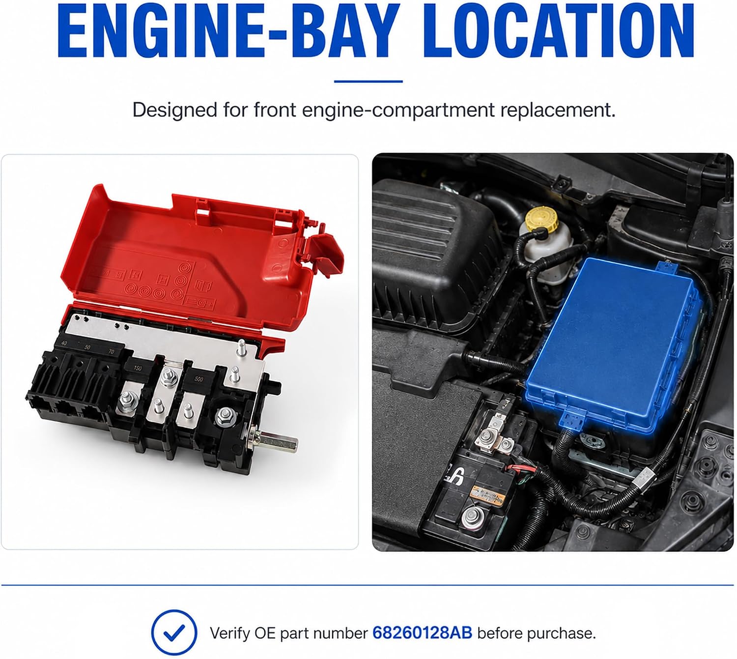 68260128AB Front Fuse Box Engine Compartment Pre Fuse Relay Block