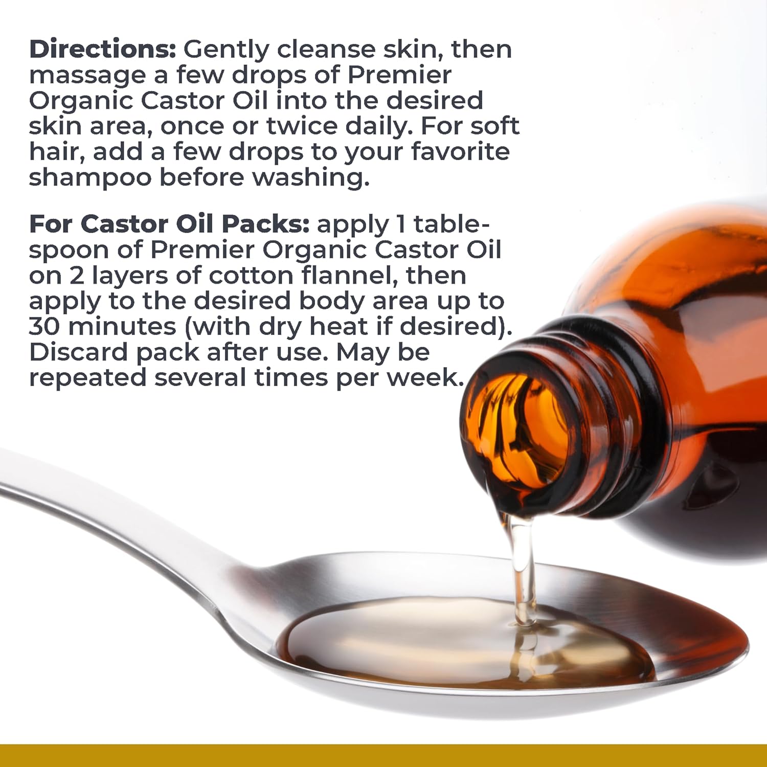 Premier Research Labs Organic Castor Oil for Face - Cold Pressed 100% Pure Castor Oil for Hair Growth, Skin & Body, Hexane Free - 8 Oz Bottle - Image 5