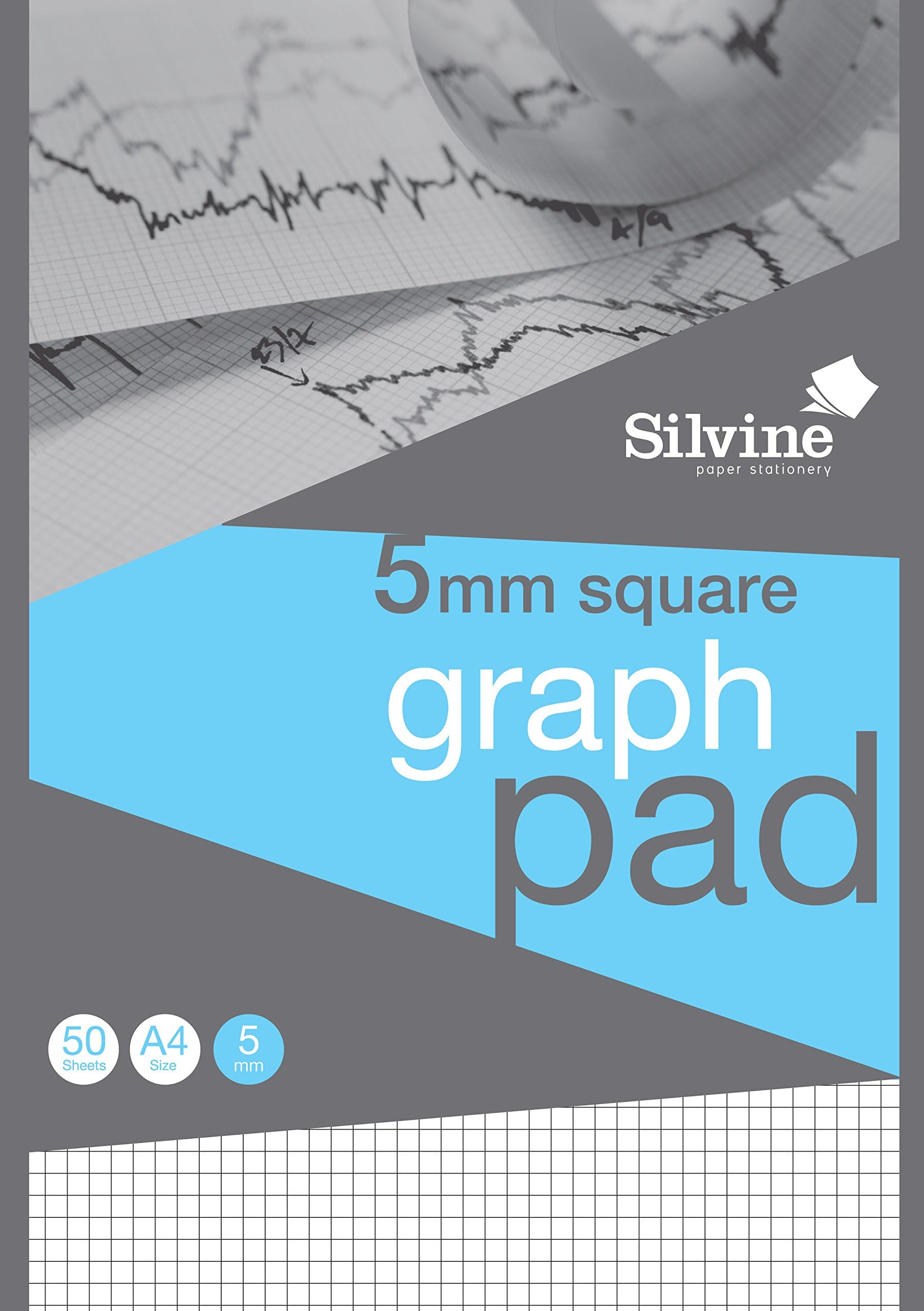 A4 Professional Graph Pad. 50 Sheets of Quality 90gsm Paper, Printed 5mm Squares. Ref A4GPX
