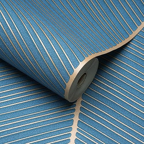 AMAZWI Papel tapiz de terciopelo de piel de ciervo, moderno, minimalista, estéreo, 3D, fondo de TV no tejido, 394 x 20.8 pulgadas (color: azul)