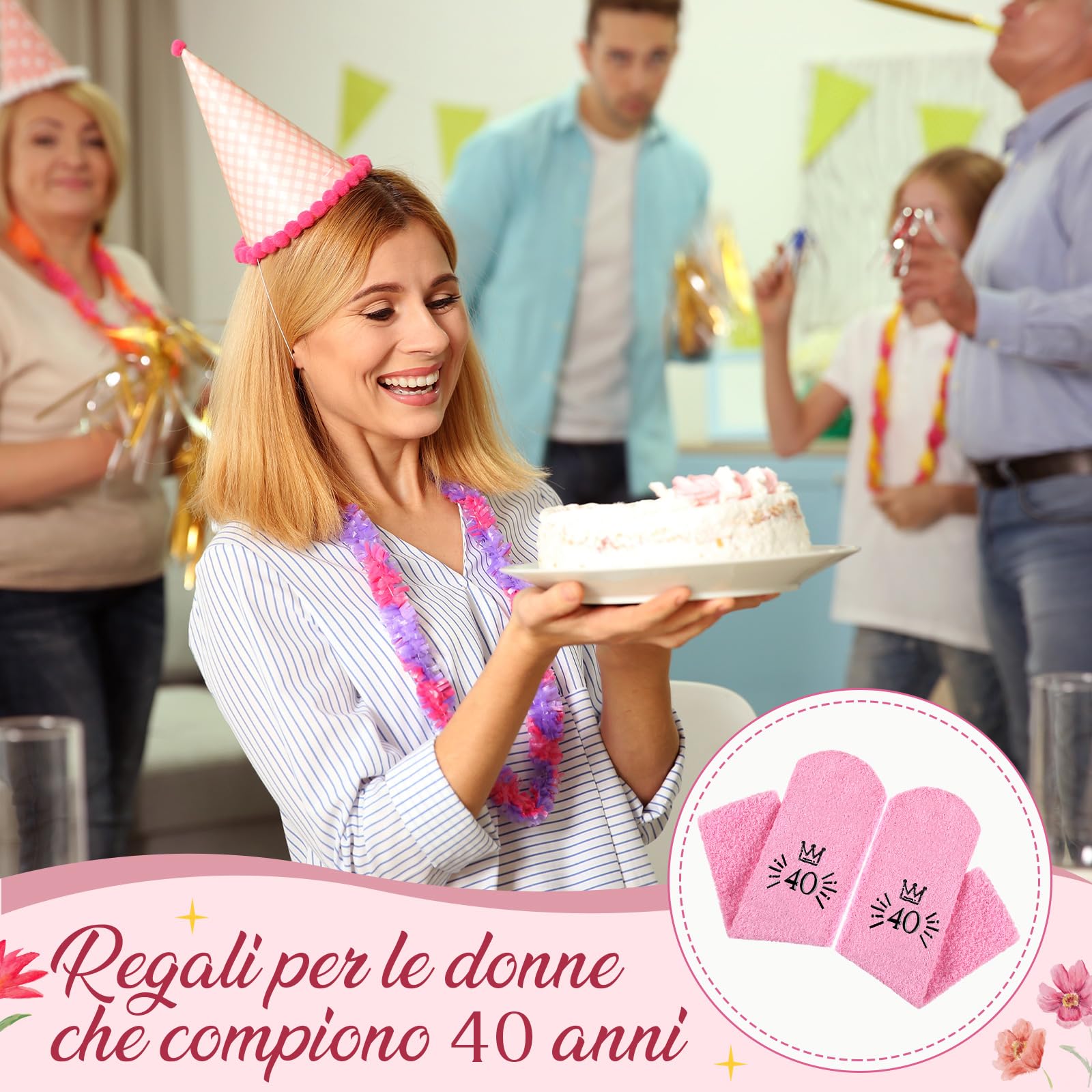 Jadive Regalo 40 Anni Donna Compreso Borsa Cosmetica per Donna Calzini e Portachiavi Ideale Come Regalo Di Compleanno Per Moglie, Sorella O Amica, Celebrare 40 Anni Di Compleanno Donna(1986)