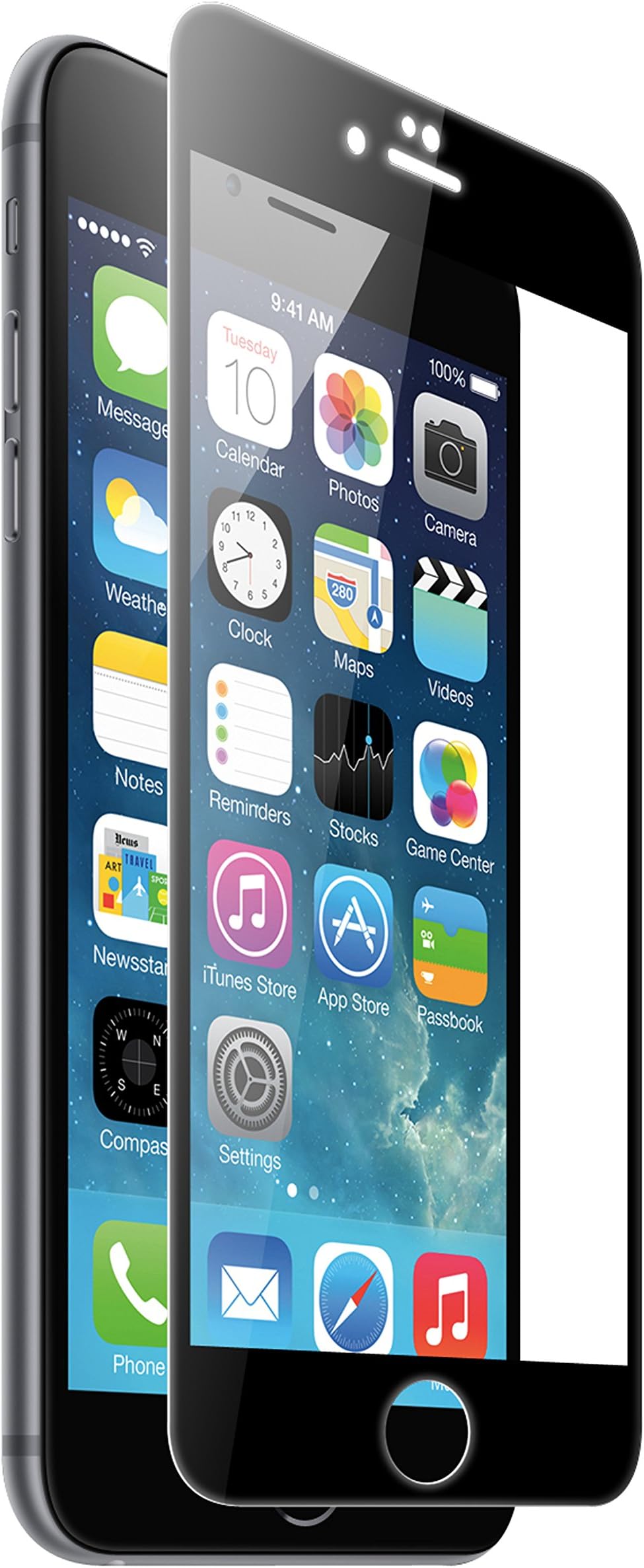 BioArmor Antibacterial Bubble Free Premium Fit Glass Screen Protector for iPhone 6 Plus/6S Plus - Black/Transparent