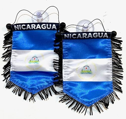 Miniatura 3 de Banderas de Nicaragua para accesorios de coches pegatinas haning mini banners Banderas de coche Bandera de Nicaragua