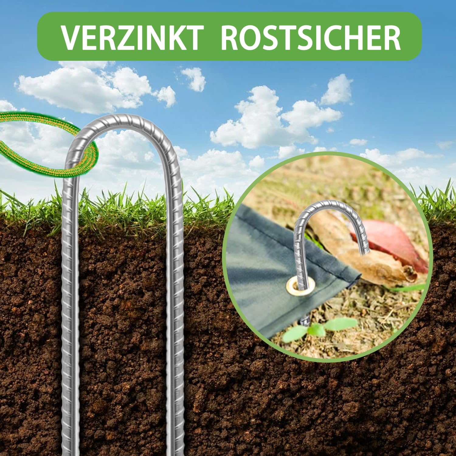 zeltheringe duden U-Förmiger | Heringe-Zelthering für Camping | 8 mm Gewindedurchmesser 3P Jan 2026 Strickanleitung Strampelsack, Schlafsack, Pucksack Size:46CM