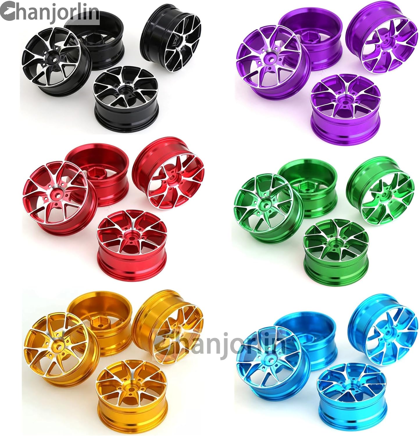1/10 On Road Drift Wheels Rims Hex 12mm RC Aluminum Alloy Rally Racing Hubs for 1:10 Scale Touring Street Car Tires Tamiya TT01 TT02 HSP 2S 3S Brushless HPI KYOSHO XV02 XV01 4PCS (Gold)