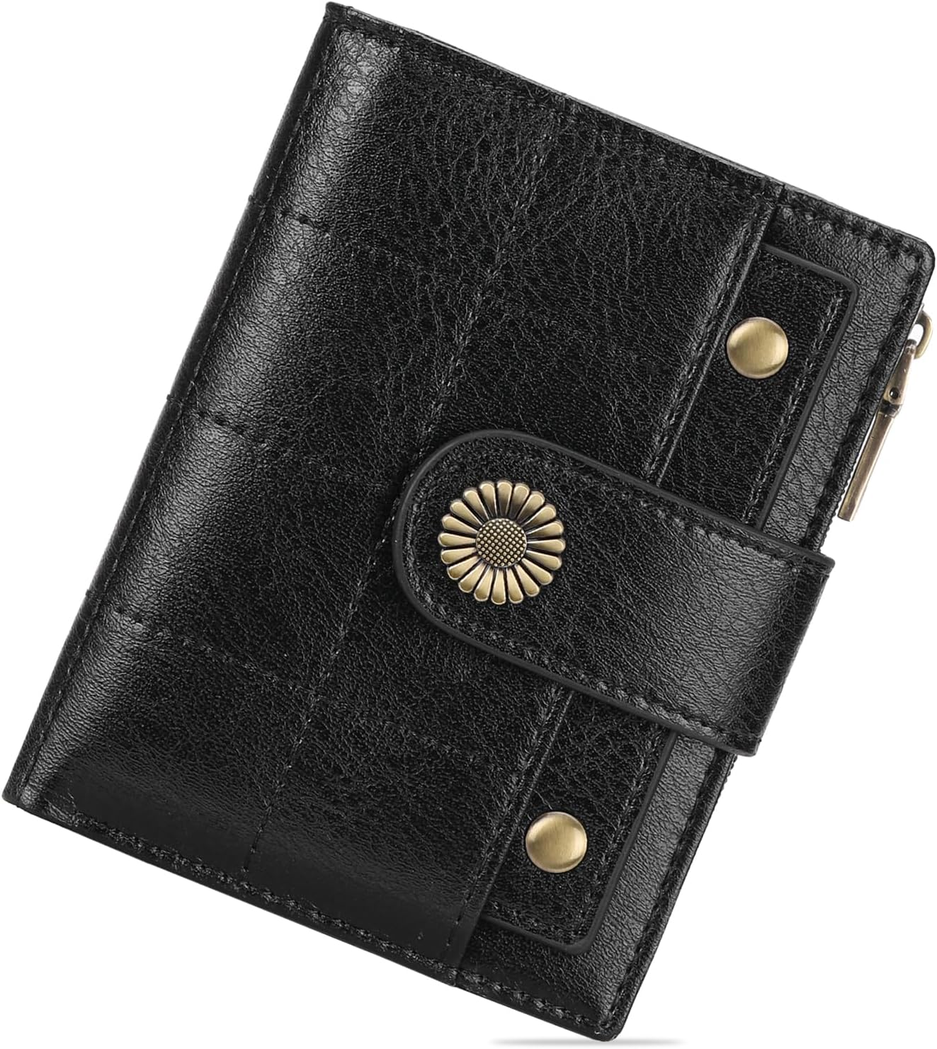 SENDEFN Small Wallets for Women Leather RFID Blocking Bifold Zipper Pocket Wallet with ID Window - Image 7