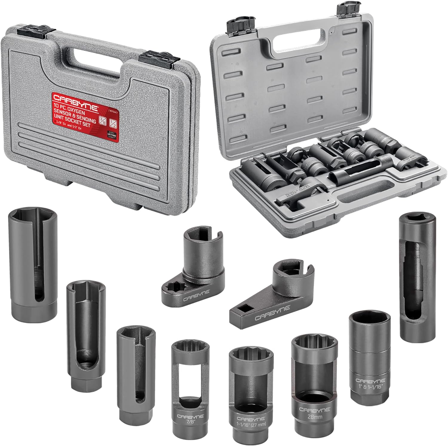 Carbyne Sensor Socket Set, 10 Piece O2 Oxygen Sensor Tool