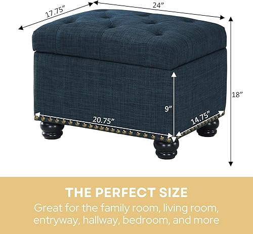 Miniatura 3 de Convenience Concepts Designs4Comfort Otomano de almacenamiento, Madera, Azul