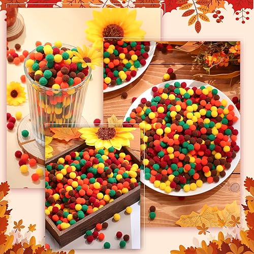 Miniatura 10 de 2000 pompones surtidos de 0.39 pulgadas (0.4 in), bolas peludas para manualidades y decoración (serie naranja)