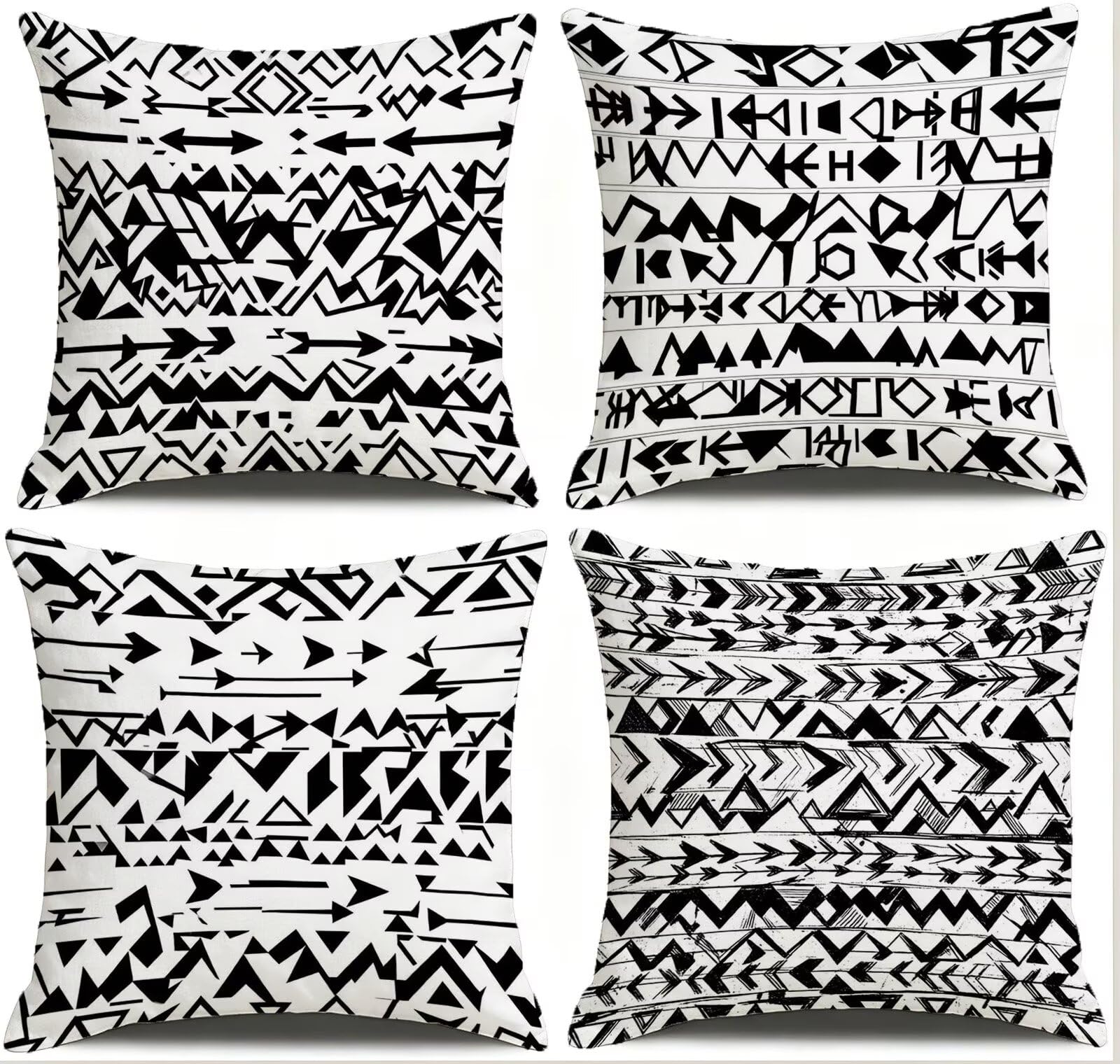 Cojines Exterior En Blanco Y Negro Funda Almohada 45x45 Juego de 4, Cod-510