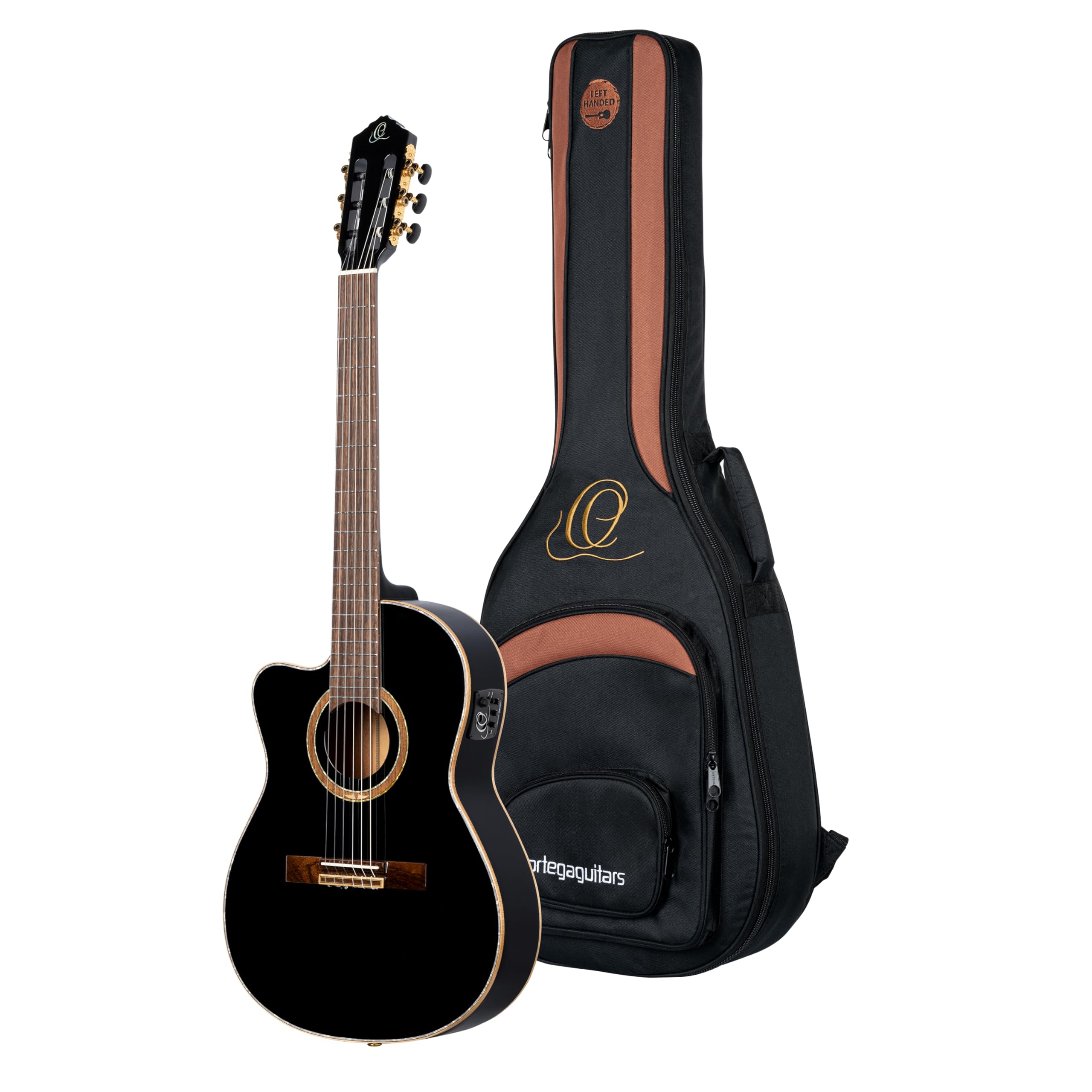Ortega Feel Series RCE138-T4BK-L Electro-Acoustic Classical Guitar with Gig Bag (Left-Handed)